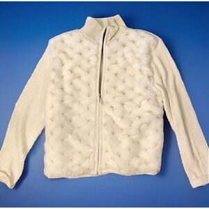 Y2k Vintage NWT A.D. Originals coat WHITE rabbit Fur Leather Cottagecore Sz L